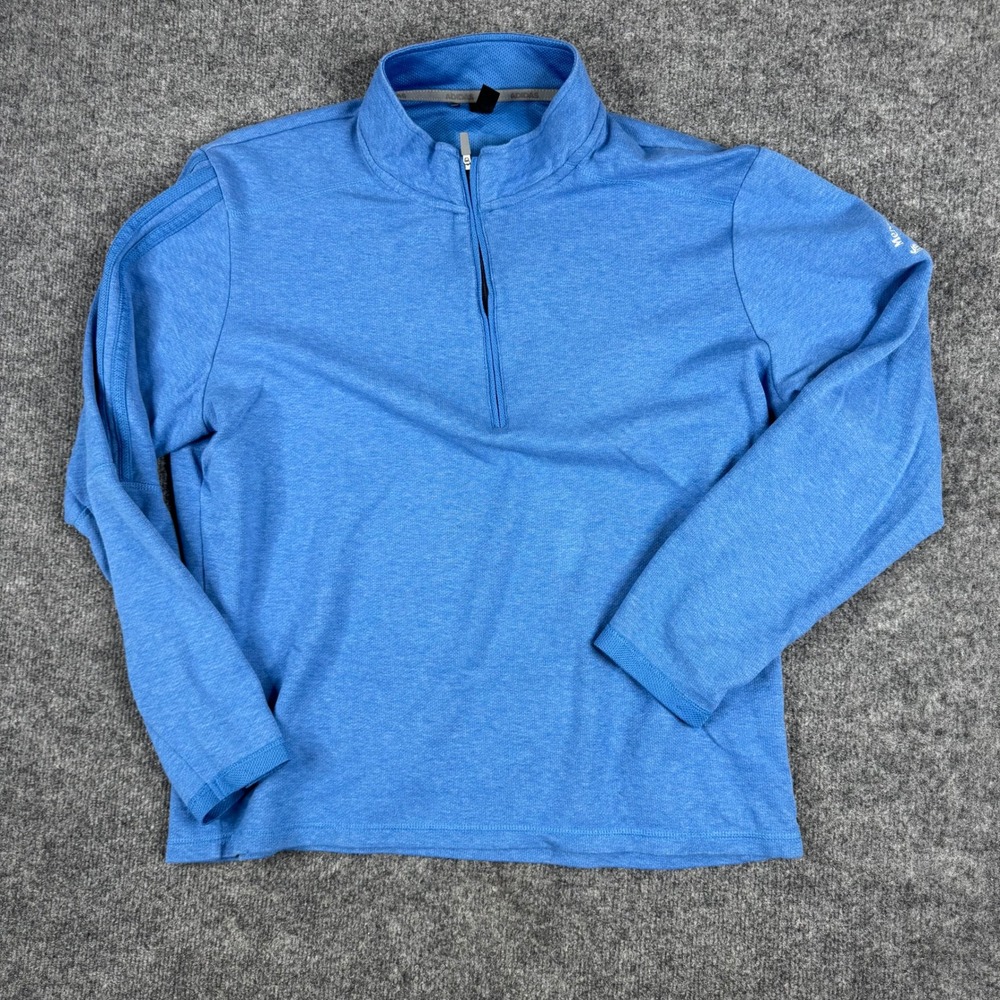 Adidas Pullover Mens Size L Blue Primegreen Quarter Zip Heathered Golf